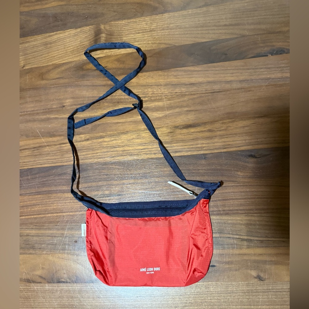 Aime Leon Dore ALD Red Nylon Sling Utility Crossbody Pouch Bag Logo Zip Closure